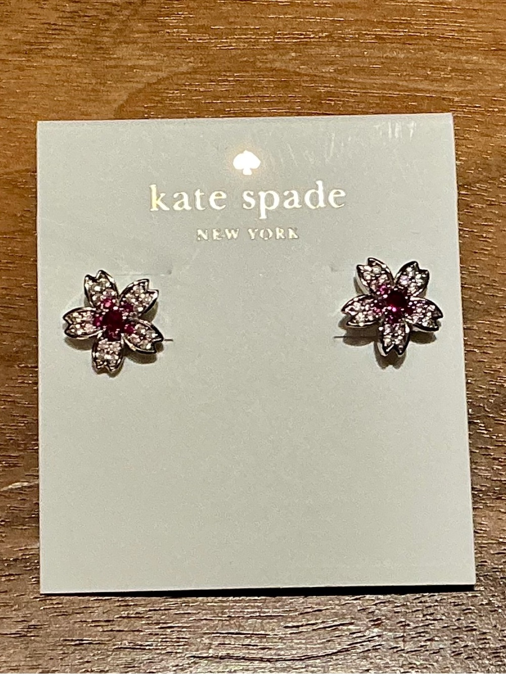 kate spade Pink and Clear Floral Crystal Stud Earrings